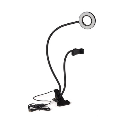 Gooseneck Selfie Ring Light with Smartphone Clip and Desktop Mount