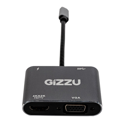 Gizzu 4-in-1 Type-C to HDMI/VGA/USB3.0 Hub | Multiport USB-C Adapter