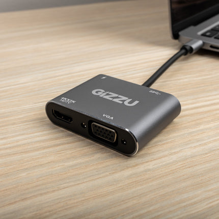 Gizzu 4-in-1 Type-C to HDMI/VGA/USB3.0 Hub | Multiport USB-C Adapter