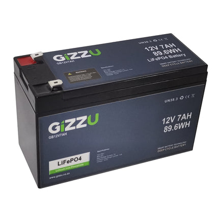 Gizzu 12V 7Ah Lithium-Ion LiFePO4 Battery
