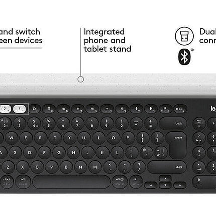 Logitech - K780 Multi Device Wireless Keyboard, Dark Grey & Speckled White