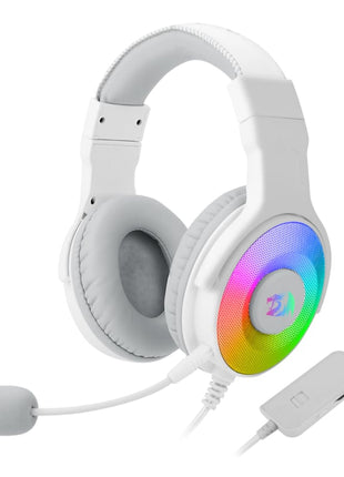 REDRAGON Over-Ear PANDORA USB (Power Only)|Aux (Mic & Headset) RGB Gaming Headset – White