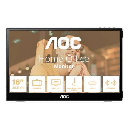 AOC 16T3E 15.6” Portable Full HD Monitor – USB-C Powered