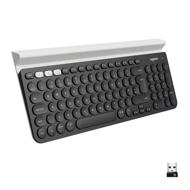 Logitech - K780 Multi Device Wireless Keyboard, Dark Grey & Speckled White