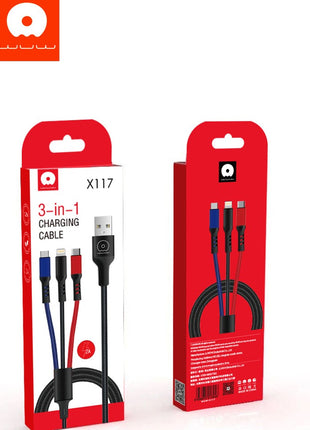 3 in 1 Charging Cable - Lightning | Micro USB | Type-C Cable - 1.2m