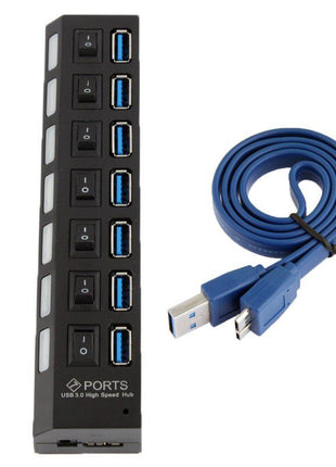 7 Port USB 3.0 Hub - Black