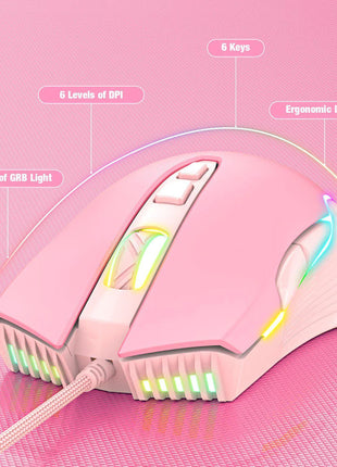 Onikuma Gaming Keyboard And Mouse Set - Pink