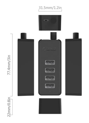 ORICO 4 Port USB2.0 Hub – Black