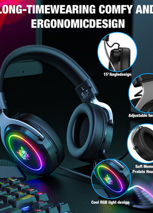Onikuma X10 Wired Gaming Headphones with Microphone